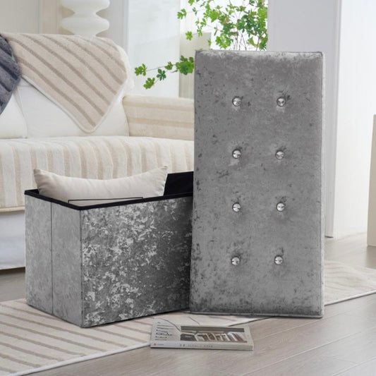 MODERN LUXURY FOOTSTOOL WITH LID TOY BOX TEA TABLE OTTOMAN STORAGE